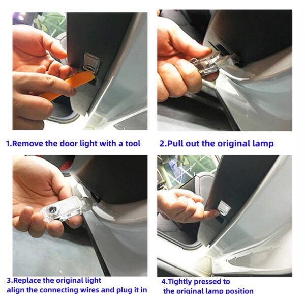 Door Lights Logo Projector for Tesla 2018-2024 Model 3/2020-2024 Model Y/2016-2024 Model X Courtesy Welcome 3D Shadow Light Never FadeCar Accessories