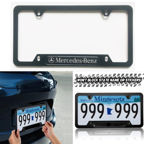 2PC License plate frame holder with Mercedes Benz Logo for U.S Standard car license plate