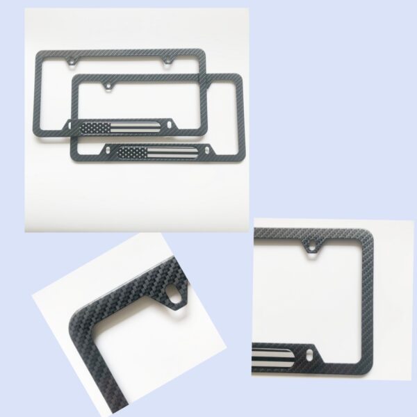 2pcs License Plate Frames with Carbon Fiber USA Flag for US CA Car License.Water Proof,Wear Resistant