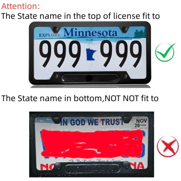 Toyota License Plate Frame for USA – Aluminum Metal Fit Tacoma Corolla Camry RAV4 4Runner Tundra – No State Name Blocking – Includes Screws & Covers – Black Sleek Design