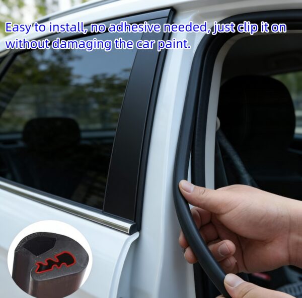 B Pillar Sealing Strip,Car Door Seal Strip Weather Stripping,Flexible Rubber with U-Shaped Steel Clip, Dustproof & Waterproof & Noise Reduction for SUV MPV Sedan
